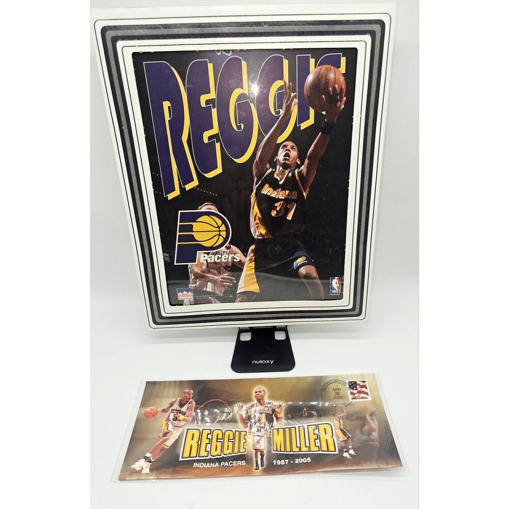 Reggie Miller Pacers HOF Framed Display w/ '05 Retirement Stamp Cover 1987-2005